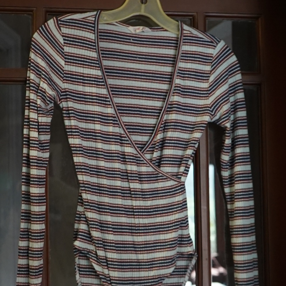 multi colored strips body suit